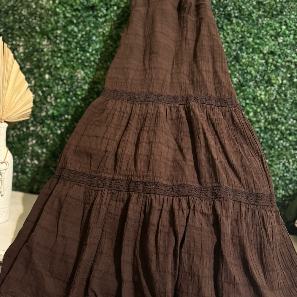 Elegant Brown Tiered Maxi Dress